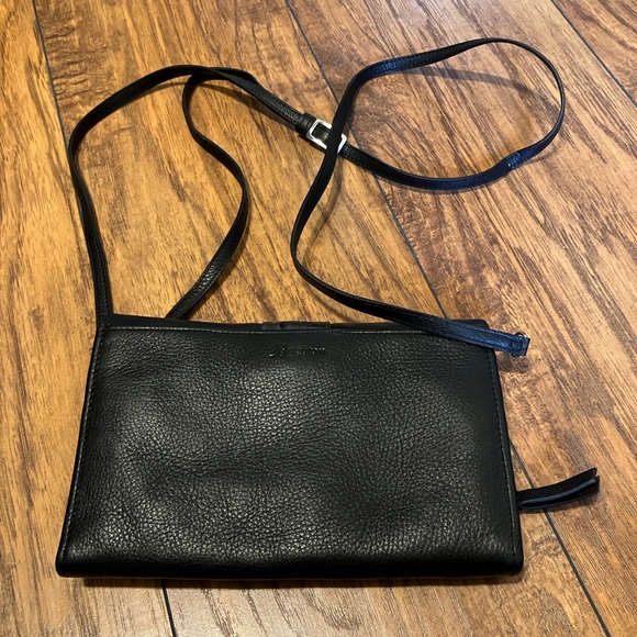 Vintage Brighton Black Leather Crossbody Bag with Silver Accents - Picture 2 of 10
